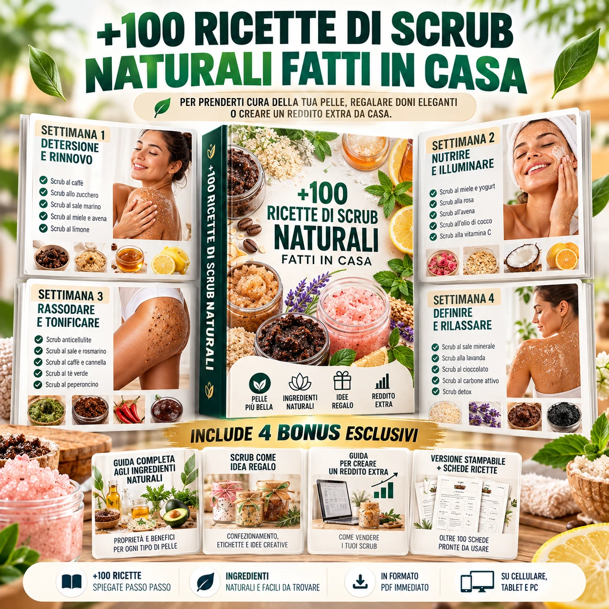 +100 Ricette di Scrub Naturali Fatti in Casa con 4 bonus
